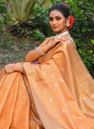 Glorious Orange Silk Woven Designer Saree