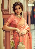 Glorious Orange Tussar Silk Woven Classic Designer Saree - 1