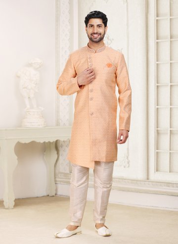 Glorious Peach Banarasi Jacquard Fancy work Indo W