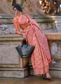 Glorious Peach Organza Woven Trendy Saree for Casual - 1