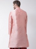 Glorious Pink Art Dupion Silk Embroidered Angarkha for Ceremonial - 1