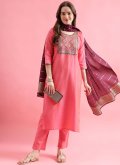 Glorious Pink Cotton Silk Embroidered Salwar Suit for Festival - 2