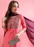 Glorious Pink Cotton Silk Embroidered Salwar Suit for Festival - 3