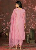 Glorious Pink Organza Hand Work Pant Style Suit - 2