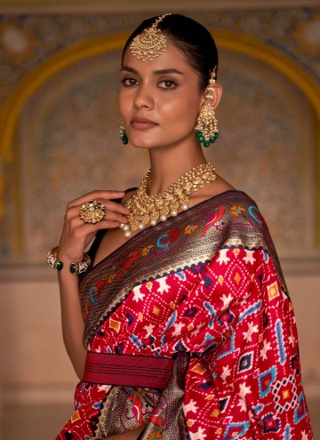 Glorious Pink Patola Silk Woven Classic Designer Saree for Reception