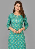 Glorious Printed Cotton  Green Designer Salwar Kameez - 1