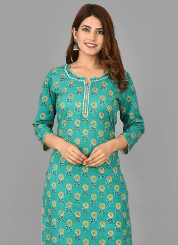 Glorious Printed Cotton  Green Designer Salwar Kameez