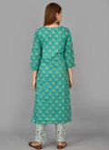 Glorious Printed Cotton  Green Designer Salwar Kameez - 2
