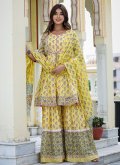 Glorious Printed Cotton  Yellow Salwar Suit - 2