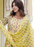 Glorious Printed Cotton  Yellow Salwar Suit - 3