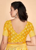 Glorious Printed Tussar Silk Yellow Designer Saree - 2