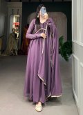 Glorious Purple Georgette Lace Gown - 2