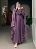 Glorious Purple Georgette Lace Gown - 3