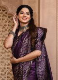 Glorious Purple Handloom Silk Woven Contemporary Saree - 1