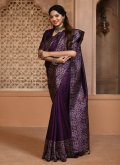 Glorious Purple Handloom Silk Woven Contemporary Saree - 2