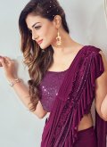 Glorious Purple Imported Sequins Work Trendy Saree - 1