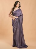 Glorious Purple Silk Plain Work Designer Saree - 2