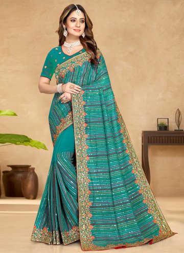 Glorious Rama Georgette Embroidered Designer Bolly