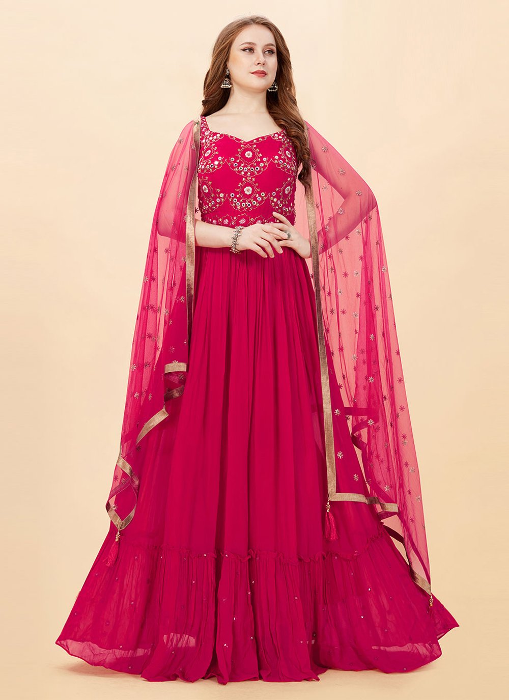 Glorious Rani Faux Georgette Embroidered Designer Gown