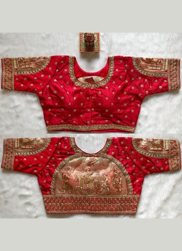 Glorious Red Silk Embroidered Designer Blouse