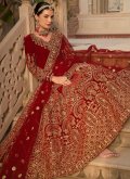 Glorious Red Velvet Embroidered Anarkali Salwar Kameez - 2