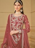 Glorious Rose Pink Faux Georgette Embroidered Trendy Salwar Kameez - 2