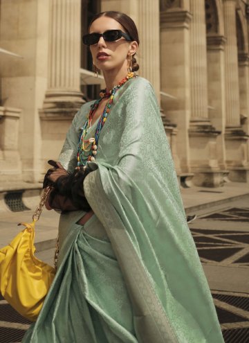 Glorious Sea Green Handloom Silk Woven Designer Saree