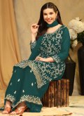 Glorious Teal Georgette Embroidered Salwar Suit - 2