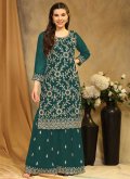 Glorious Teal Georgette Embroidered Salwar Suit - 3