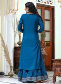 Glorious Teal Silk Embroidered Palazzo Suit - 2