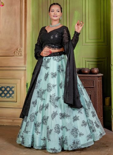 Glorious Turquoise Organza Embroidered Readymade L