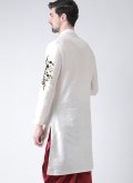 Glorious White Art Dupion Silk Embroidered Angarkha - 1