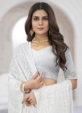 Glorious White Georgette Embroidered Contemporary Saree - 1
