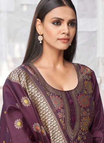 Glorious Woven Banarasi Wine Trendy Salwar Suit