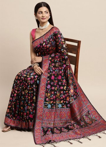 Glorious Woven Cotton Silk Black Classic Designer 