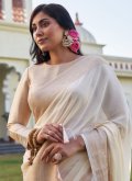 Glorious Woven Georgette Off White and Pink Classic Designer Saree - 2