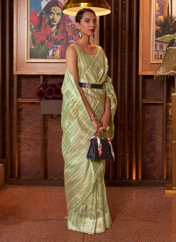 Glorious Woven Handloom Silk Green Designer Saree