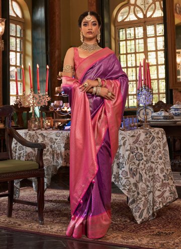 Glorious Woven Kanjivaram Silk Purple Classic Desi