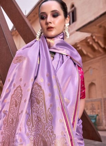 Glorious Woven Satin Purple Contemporary Saree