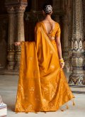 Glorious Woven Satin Silk Mustard Designer Saree - 2