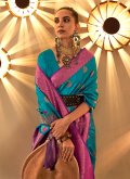Glorious Woven Silk Blue Trendy Saree - 1