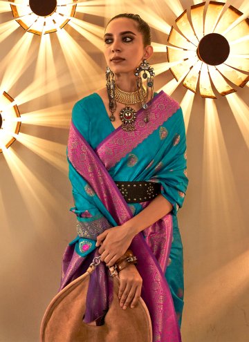 Glorious Woven Silk Blue Trendy Saree