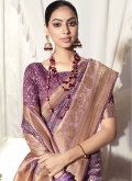 Glorious Woven Silk Purple Classic Designer Saree - 1