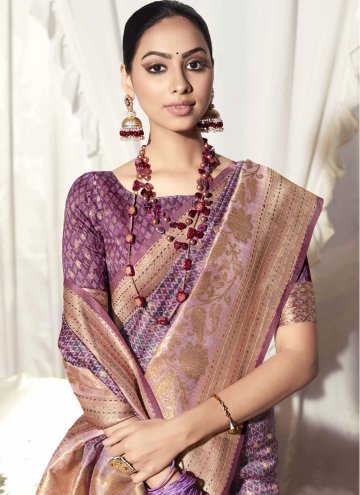 Glorious Woven Silk Purple Classic Designer Saree