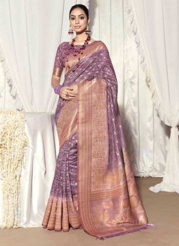 Glorious Woven Silk Purple Classic Designer Saree