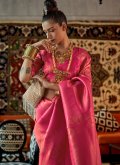 Glorious Woven Silk Rani Trendy Saree - 1
