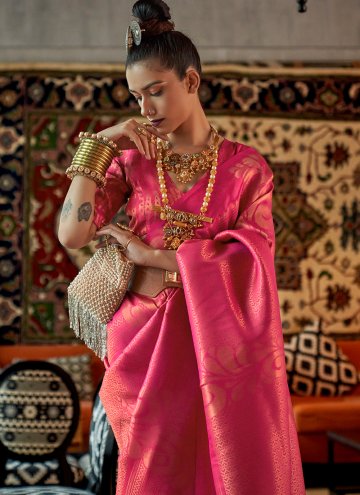 Glorious Woven Silk Rani Trendy Saree