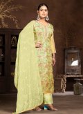 Glorious Yellow Organza Embroidered Trendy Salwar Suit for Ceremonial - 1