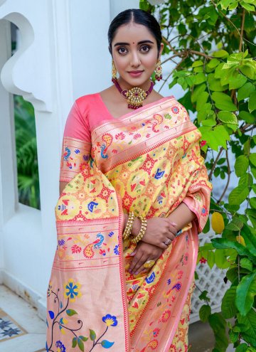Glorious Yellow Silk Meenakari Silk Saree