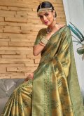 Gold and Green color Woven Banarasi Designer Saree - 1